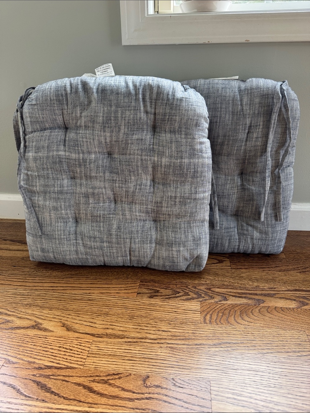 Light Denim Wash Styled Tie-On Chair Seat Cushions - 2-Pack